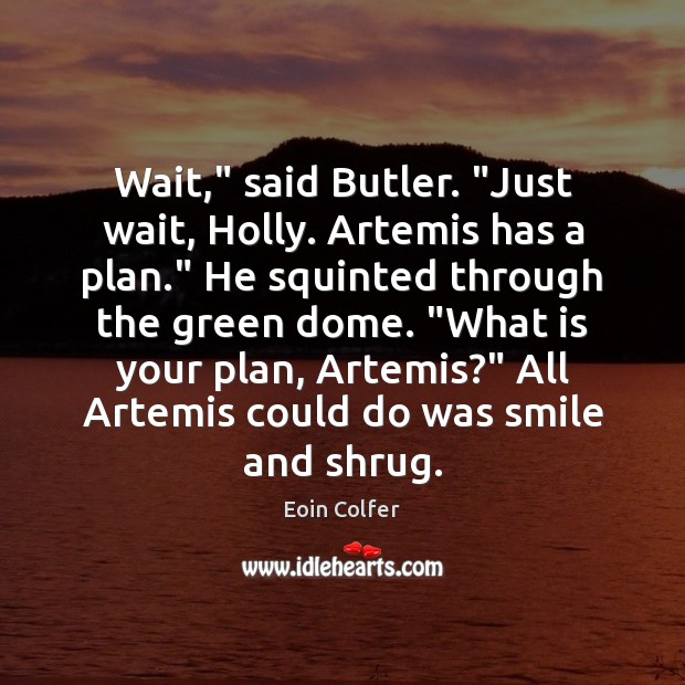 Wait,” said Butler. “Just wait, Holly. Artemis has a plan.” He squinted Eoin Colfer Picture Quote