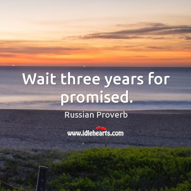 Wait three years for promised. Russian Proverbs Image