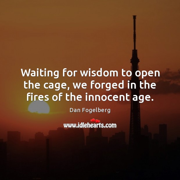 Waiting for wisdom to open the cage, we forged in the fires of the innocent age. Dan Fogelberg Picture Quote