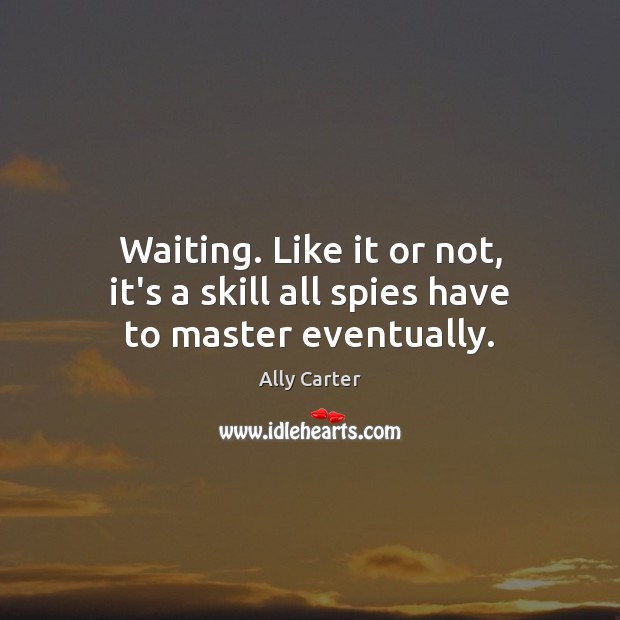 Waiting. Like it or not, it’s a skill all spies have to master eventually. Ally Carter Picture Quote