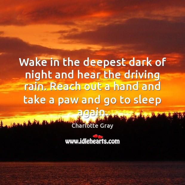 Wake in the deepest dark of night and hear the driving rain. Image