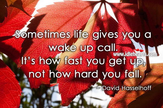 Sometimes life gives you a wake up call. David Hasselhoff Picture Quote