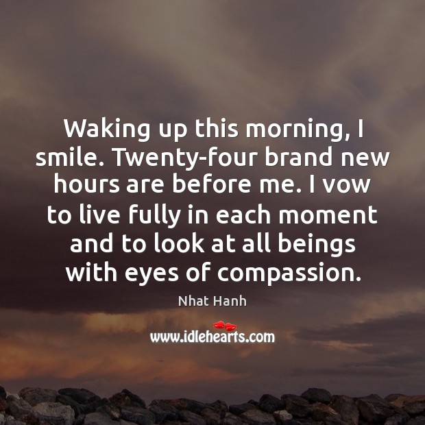 Waking up this morning, I smile. Twenty-four brand new hours are before Nhat Hanh Picture Quote