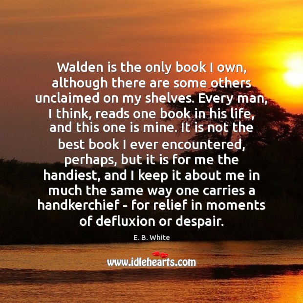 Walden is the only book I own, although there are some others E. B. White Picture Quote