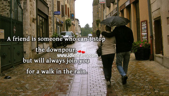 Friend always join you for a walk in the rain. Image