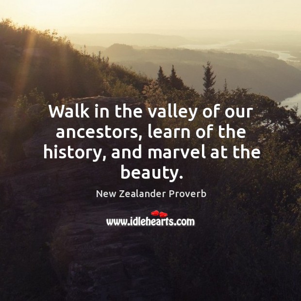Walk in the valley of our ancestors, learn of the history, and marvel at the beauty. New Zealander Proverbs Image