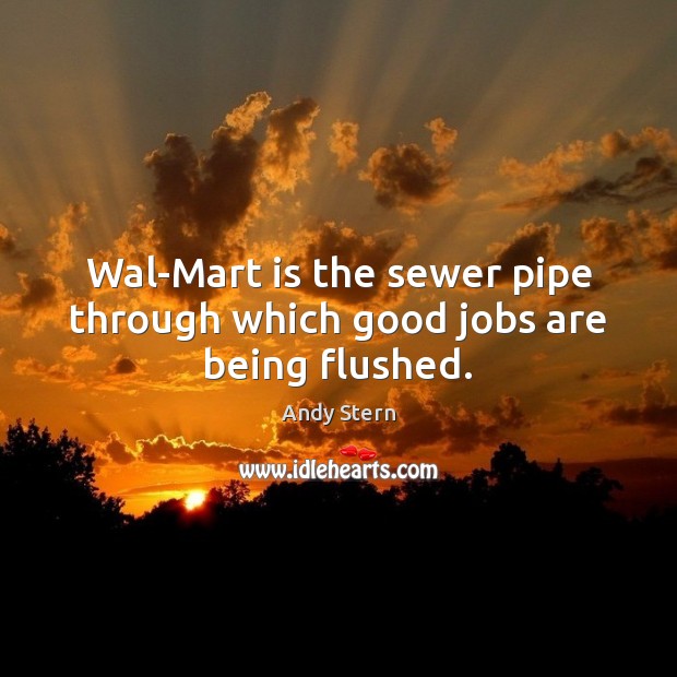 Wal-Mart is the sewer pipe through which good jobs are being flushed. Andy Stern Picture Quote