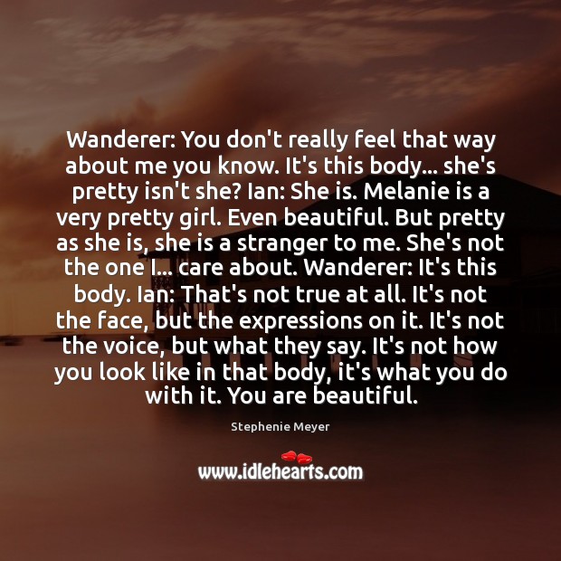 Wanderer: You don’t really feel that way about me you know. It’s You’re Beautiful Quotes Image