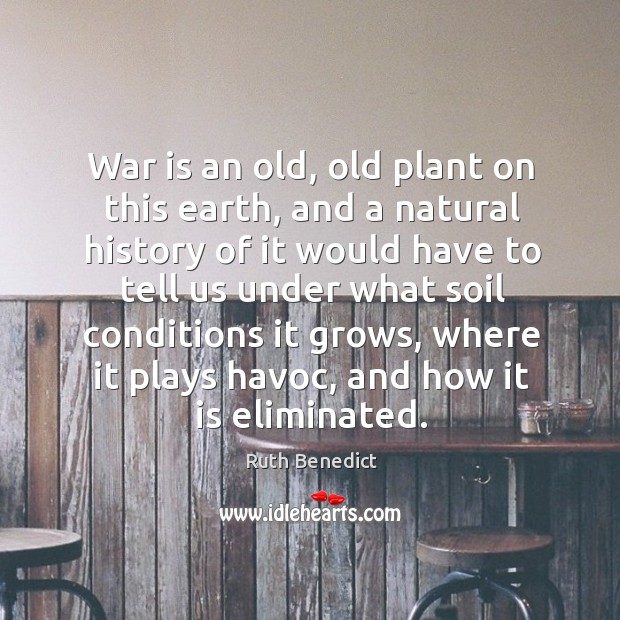 War is an old, old plant on this earth, and a natural Ruth Benedict Picture Quote