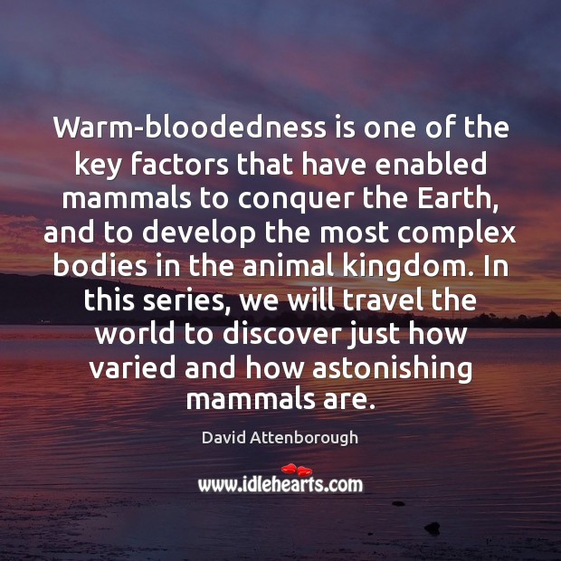 Warm-bloodedness is one of the key factors that have enabled mammals to 