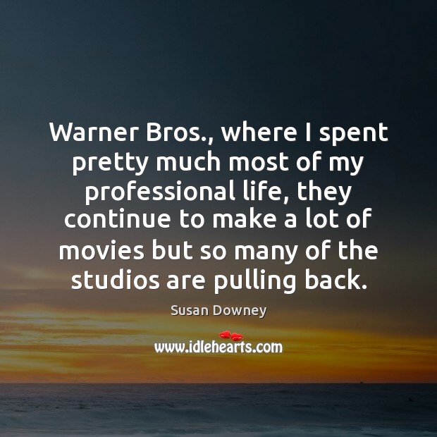 Warner Bros., where I spent pretty much most of my professional life, Susan Downey Picture Quote