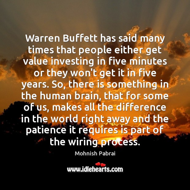 Warren Buffett has said many times that people either get value investing Image