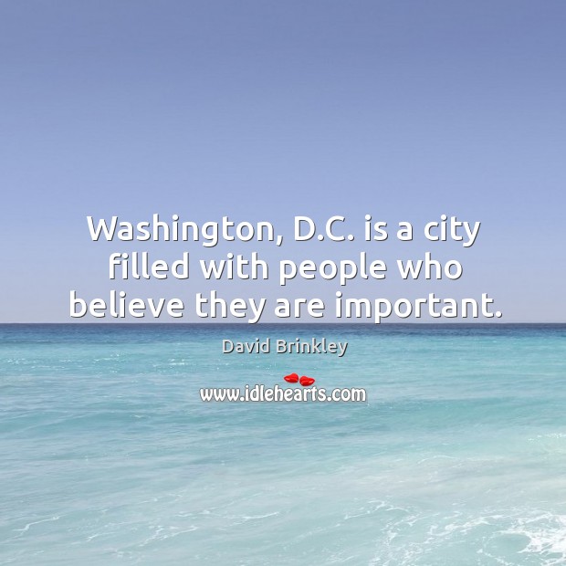 Washington, d.c. Is a city filled with people who believe they are important. David Brinkley Picture Quote