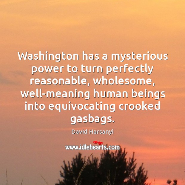 Washington has a mysterious power to turn perfectly reasonable, wholesome, well-meaning human David Harsanyi Picture Quote
