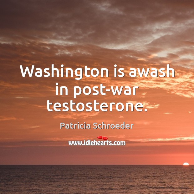 Washington is awash in post-war testosterone. Patricia Schroeder Picture Quote