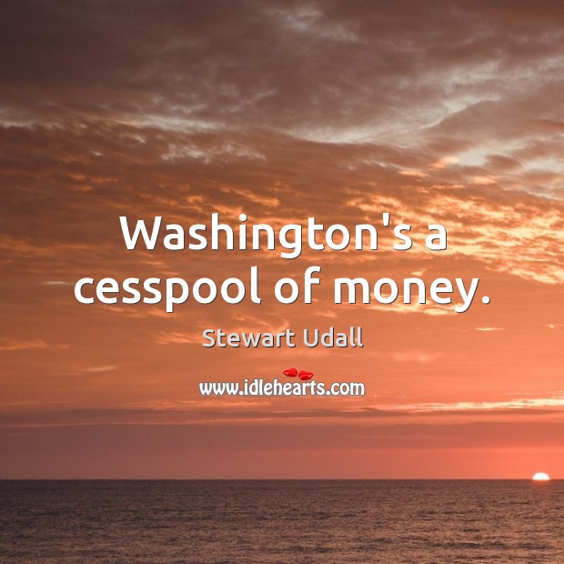 Washington’s a cesspool of money. Stewart Udall Picture Quote