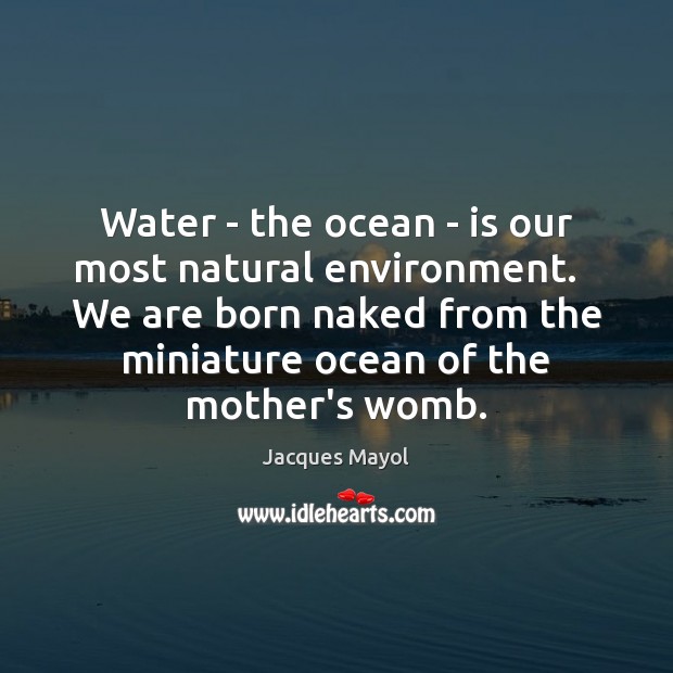 Water – the ocean – is our most natural environment.   We are Image