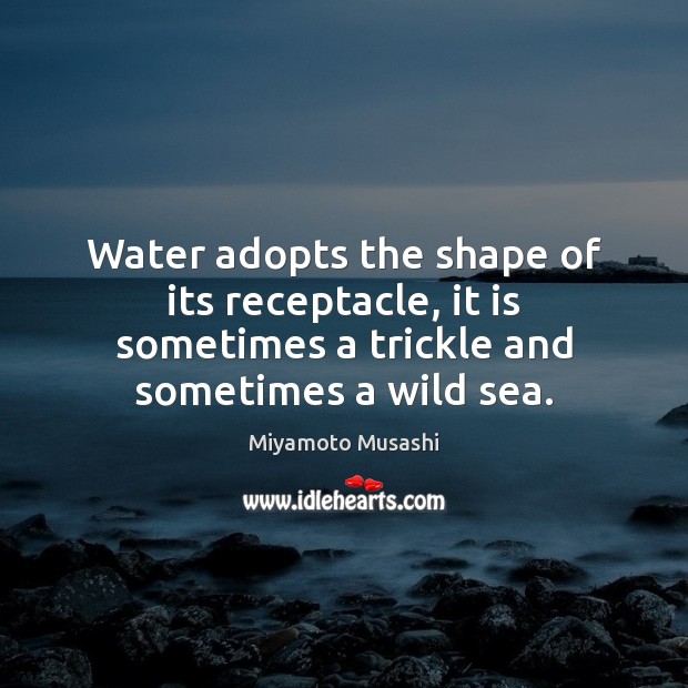 Water adopts the shape of its receptacle, it is sometimes a trickle Miyamoto Musashi Picture Quote