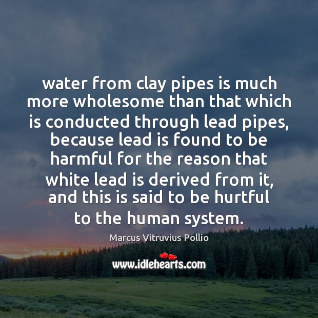 Water from clay pipes is much more wholesome than that which is Marcus Vitruvius Pollio Picture Quote