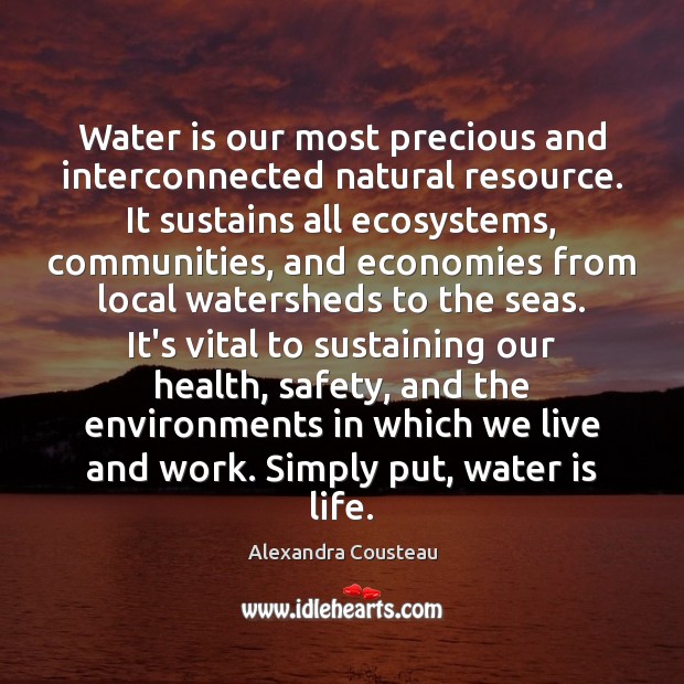 Water is our most precious and interconnected natural resource. It sustains all Image