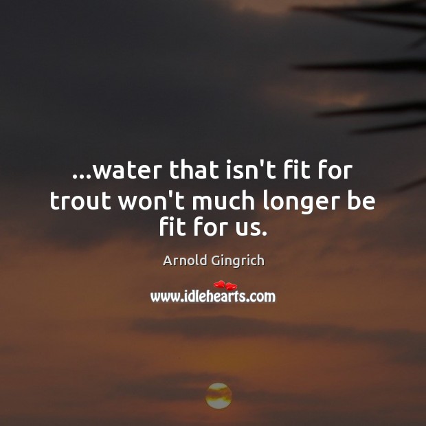…water that isn’t fit for trout won’t much longer be fit for us. Arnold Gingrich Picture Quote