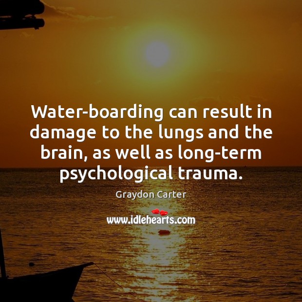 Water-boarding can result in damage to the lungs and the brain, as Graydon Carter Picture Quote