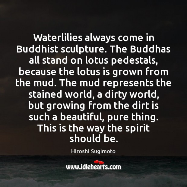 Waterlilies always come in Buddhist sculpture. The Buddhas all stand on lotus Hiroshi Sugimoto Picture Quote