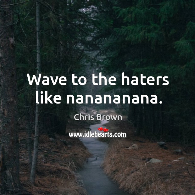 Wave to the haters like nanananana. Chris Brown Picture Quote