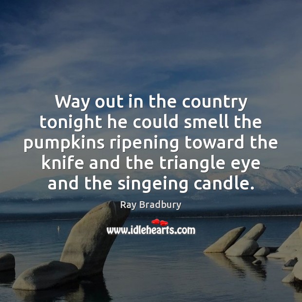Way out in the country tonight he could smell the pumpkins ripening Ray Bradbury Picture Quote