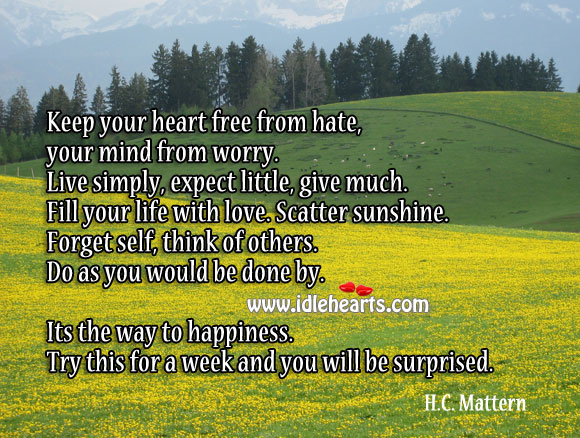 The way to happiness Heart Quotes Image