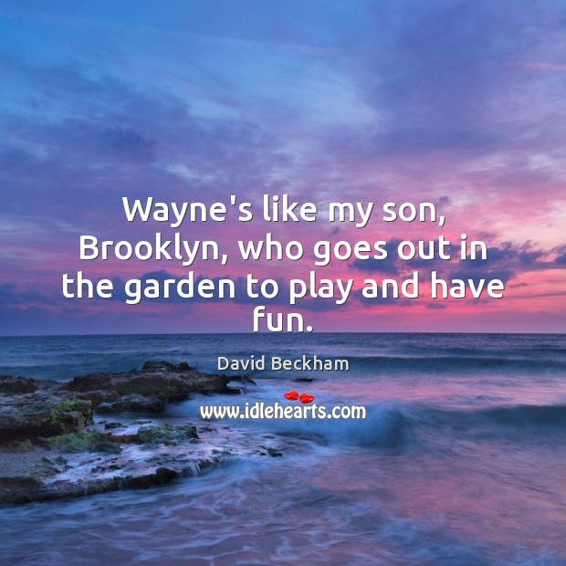 Wayne’s like my son, Brooklyn, who goes out in the garden to play and have fun. David Beckham Picture Quote