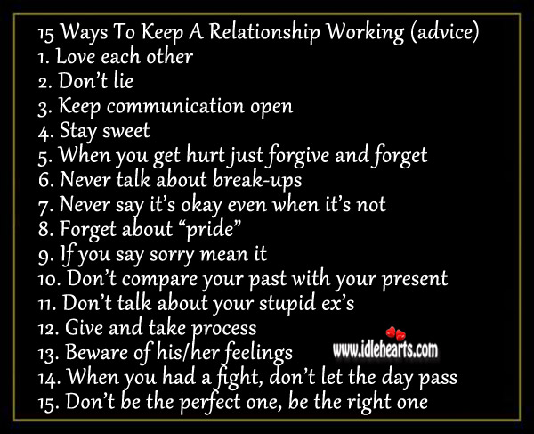 Ways to keep a relationship working Image