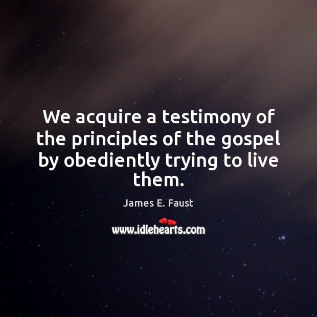 We acquire a testimony of the principles of the gospel by obediently trying to live them. Image