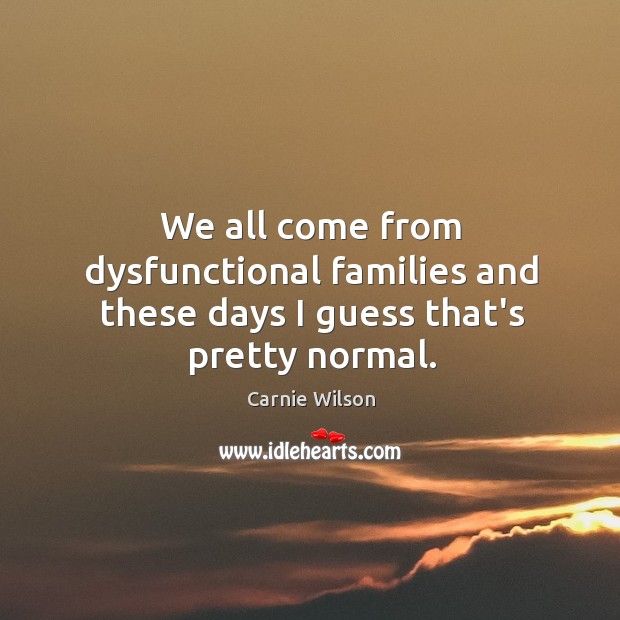 We all come from dysfunctional families and these days I guess that’s pretty normal. Image