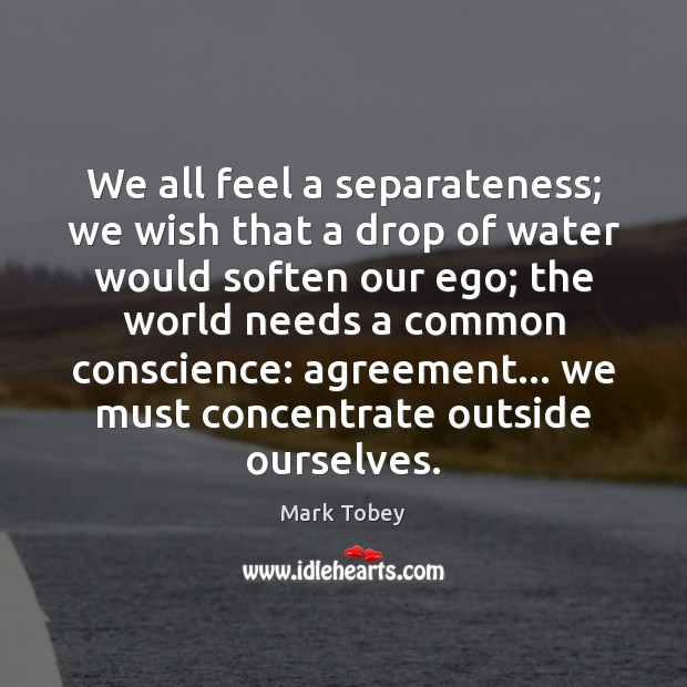 We all feel a separateness; we wish that a drop of water Mark Tobey Picture Quote