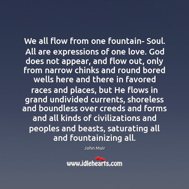 We all flow from one fountain- Soul. All are expressions of one John Muir Picture Quote