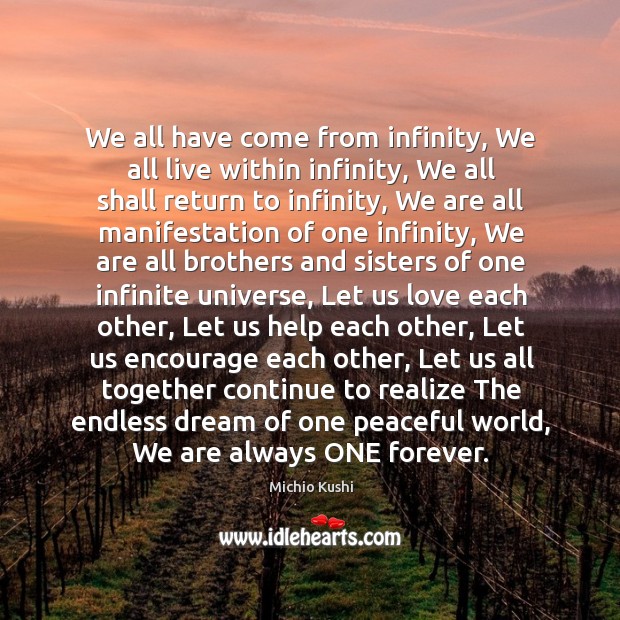 We all have come from infinity, We all live within infinity, We Michio Kushi Picture Quote