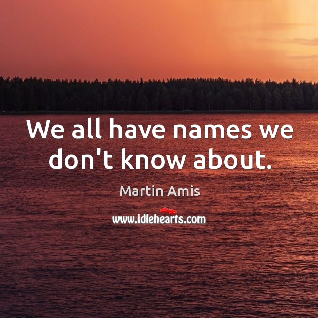 We all have names we don’t know about. Martin Amis Picture Quote