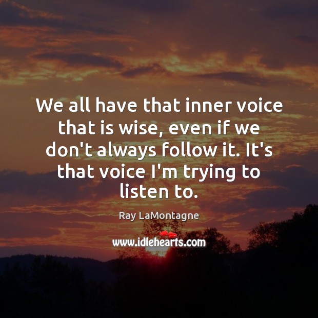 We all have that inner voice that is wise, even if we Ray LaMontagne Picture Quote