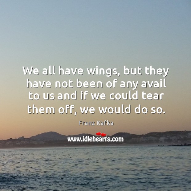 We all have wings, but they have not been of any avail to us and if we could tear them off, we would do so. Image