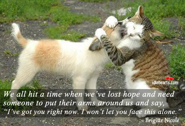 We all hit a time when we’ve lost hope and. Brigitte Nicole Picture Quote