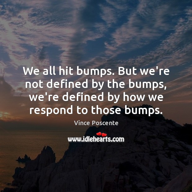 We all hit bumps. But we’re not defined by the bumps, we’re Vince Poscente Picture Quote