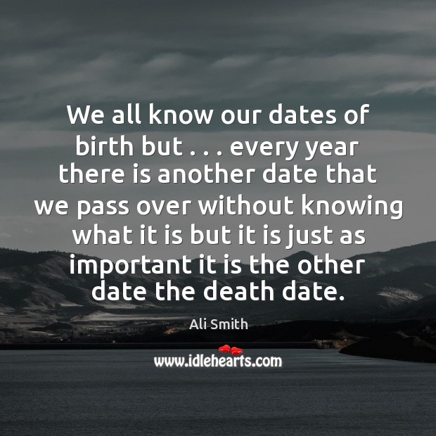 We all know our dates of birth but . . . every year there is Ali Smith Picture Quote