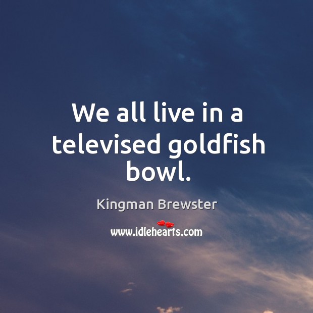 We all live in a televised goldfish bowl. Kingman Brewster Picture Quote