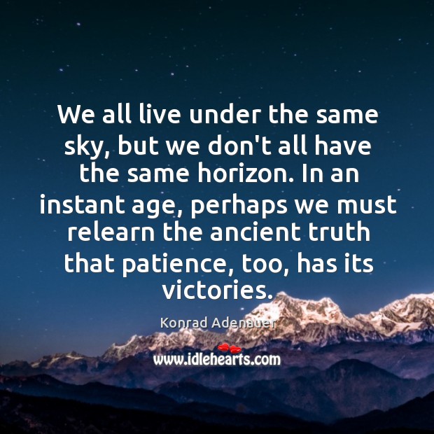 We all live under the same sky, but we don’t all have Konrad Adenauer Picture Quote