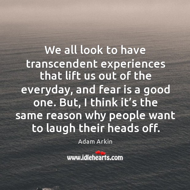 We all look to have transcendent experiences that lift us out of the everyday, and fear is a good one. Adam Arkin Picture Quote