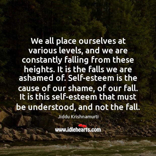 We all place ourselves at various levels, and we are constantly falling Jiddu Krishnamurti Picture Quote