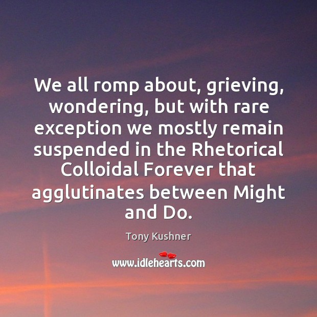 We all romp about, grieving, wondering, but with rare exception we mostly Image