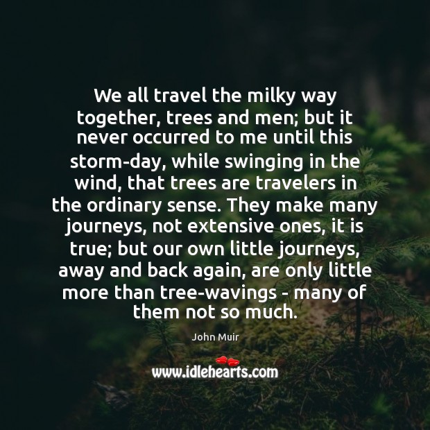 We all travel the milky way together, trees and men; but it John Muir Picture Quote