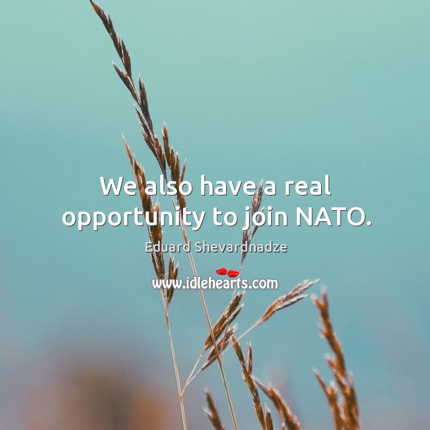 We also have a real opportunity to join nato. Image